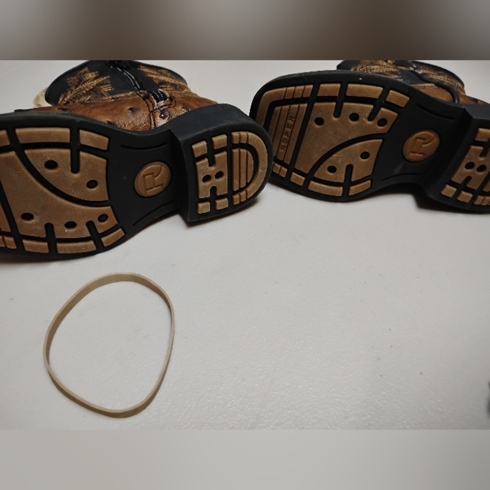 Roper Ostrich Print Leather Boots - Picture 4 of 4